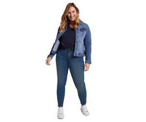 Skinny-fit-Jeans TOM TAILOR PLUS, Damen, Gr. 54, N-Gr, blau (blau, denim), Denim/Jeans, Obermaterial: 91% Baumwolle, 7% Polyester, 2% Elasthan, Basic, skinny fit knöchellang, Jeans, in klassischer 5-