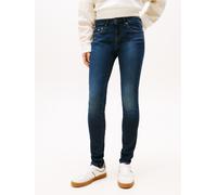 Skinny-fit-Jeans TOMMY JEANS "LW SKN CH12", Damen, Gr. 27, Länge 28, blau (denim schwarz), Denim/Jeans, Obermaterial: 98% Baumwolle, 2% Elasthan, unifarben, skinny fit, Jeans, mit Logo-Badge, Logstick