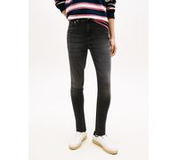 Skinny-fit-Jeans TOMMY JEANS "NORA MR SKNY AH1280", Damen, Gr. 26, Länge 30, denim schwarz2, Denim/Jeans, Obermaterial: 99% Baumwolle, 1% Elasthan, unifarben, skinny fit lang, Jeans, mit Logo-Badge, M