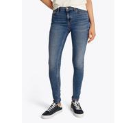 Skinny-fit-Jeans TOMMY JEANS "NORA MR SKNY AH1280", Damen, Gr. 29, Länge 28, blau (denim medium3), Denim/Jeans, Obermaterial: 98% Baumwolle, 2% Elasthan, unifarben, casual, skinny fit knöchellang, Jea