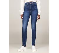 Skinny-fit-Jeans TOMMY JEANS "Sylvia High Rise Skinny", Damen, Gr. 34, Länge 28, blau (denim schwarz), Denim/Jeans, Obermaterial: 92% Baumwolle, 4% Elasthan, 4% Polyester, unifarben, casual, skinny fi