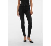 Skinny-fit-Jeans VERO MODA "VMFLASH MR SKINNY JEANS LI111 NOOS" Gr. XL (42), Länge 30, schwarz (black denim) Damen Jeans Röhrenjeans (53138112-XL)