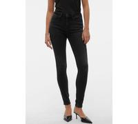 Skinny-fit-Jeans VERO MODA "VMFLASH MR SKINNY JEANS LI111 NOOS", Damen, Gr. XL (42), Länge 32, schwarz (schwarz denim), Denim/Jeans, Obermaterial: 65% Baumwolle, 18% Polyester, 8% Viskose, 7% Elastomu