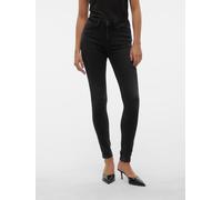 Skinny-fit-Jeans VERO MODA "VMFLASH MR SKINNY JEANS LI111 NOOS", Damen, Gr. XS (34), Länge 34, schwarz (schwarz denim), Denim/Jeans, Obermaterial: 65% Baumwolle, 18% Polyester, 8% Viskose, 7% Elastomu