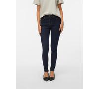 Skinny-fit-Jeans VERO MODA "VMFLASH MR SKINNY JEANS LI3190 NOOS", Damen, Gr. XS, Länge 32, dunkelblau denim detail:rinse, Denim/Jeans, Obermaterial: 91% Baumwolle, 7% Elastomultiester, 2% Elasthan, un