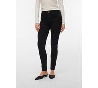 Skinny-fit-Jeans VERO MODA "VMPOLLY MR SKINNY JEANS RA135 NOOS", Damen, Gr. M, Länge 32, schwarz, Denim/Jeans, Obermaterial: 98% Baumwolle, 2% Elasthan, unifarben, skinny fit lang, Jeans, Baumwollmisc