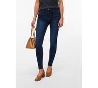 Skinny-fit-Jeans VERO MODA "VMPOLLY MR SKINNY JEANS RA3051 NOOS", Damen, Gr. M, Länge 32, dunkelblau denim, Denim/Jeans, Obermaterial: 98% Baumwolle, 2% Elasthan, unifarben, skinny fit lang, Jeans, Ba