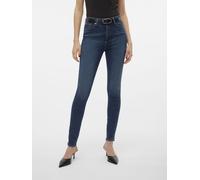 Skinny-fit-Jeans VERO MODA "VMSOPHIA HR SKINNY JEANS RI390 GA NOOS", Damen, Gr. L (40), Länge 30, blau (dunkelblau denim), Denim/Jeans, Obermaterial: 92% Baumwolle, 6% Elastomultiester, 2% Elasthan, u