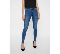 Skinny-fit-Jeans VERO MODA "VMTANYA", Damen, Gr. M, Länge 32, blau (medium, blau, denim), Denim/Jeans, Obermaterial: 69% Baumwolle, 25% Polyester, 3% Elasthan, 3% Viskose, extraeng knöchelfrei, Jeans,