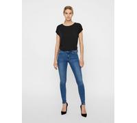 Skinny-fit-Jeans VERO MODA "VMTANYA", Damen, Gr. XL, Länge 30, blau (medium, blau, denim), Denim/Jeans, Obermaterial: 69% Baumwolle, 25% Polyester, 3% Elasthan, 3% Viskose, extraeng knöchelfrei, Jeans
