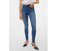 Skinny-fit-Jeans VERO MODA "VMTATIANA MR S PIPING JEANS", Damen, Gr. L (40), Länge 34, medium blau denim, Denim/Jeans, Obermaterial: 69% Baumwolle, 25% Polyester, 3% Elasthan, 3% Viskose, unifarben, s