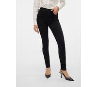 Skinny-fit-Jeans VERO MODA "VMTATIANA MR S PIPING JEANS", Damen, Gr. XL (42), Länge 30, schwarz, Denim/Jeans, Obermaterial: 50% Baumwolle, 38% Polyester, 9% Viskose, 3% Elasthan, unifarben, skinny fit