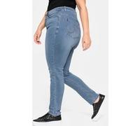 Stretch-Jeans SHEEGO, Damen, Gr. 46, Normalgrößen, blau (blau denim), 37% Viskose, 34% Baumwolle, 27% Polyester, 2% Elasthan, unifarben, lang, Jeans (91908750-46) blau denim