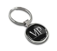 SkinoEu® Schlüsselanhänger Metall Keyring Autoschlüssel mit Geschenkbox Geschenk Metall-Schlüsselanhänger Schlüsselbund Edelstahl VIP Silber Emblem