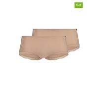 Skiny Damen Hipster Classic Cotton – 2er Pack, Spitze, Baumwoll-Stretch – Beige XL