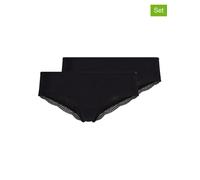 SKINY Damen Slips, 2er Pack - Cheeky Panty DP, Classic Cotton, Spitze, Baumwoll-Stretch Schwarz L