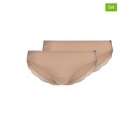 Skiny Damen Slip Rio DP Classic Cotton – 2er Pack, Spitze, Baumwoll-Stretch, Beige M