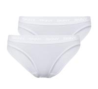 SKINY Damen Rio Slip, 2er Pack - Unterwäsche, Unterhose, Baumwolle, Logobund, Feinripp, einfarbig Weiß 42