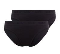SKINY Damen Rio Slip, 2er Pack - Unterwäsche, Unterhose, Baumwolle, Logobund, Feinripp, einfarbig XL Schwarz