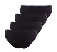 SKINY Damen Rio Slip, 4er Pack - Unterwäsche, Unterhose, Baumwolle, Logobund, Feinripp, einfarbig 42 Schwarz