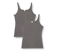 SKINY Damen Tank Top, 2er Pack - Unterhemd, ärmellos, Baumwolle Stretch, Basic Dunkelgrau M