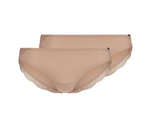 SKINY Damen Slips, 2er Pack - Rio Slip DP, Classic Cotton, Spitze, Baumwoll-Stretch Beige 2XL
