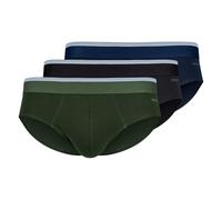 Skiny Herren Slips Brasil-Slip Cotton Multipack 3er-Pack Cotton Stretch Schwarz/Blau/Grün L