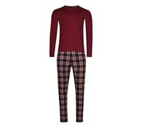 Skiny Herren Pyjama Set Lang Schlafanzug Long Set Slumberline, Farbe:Mehrfarbig, Artikel:-S922 Cabernet, Größe:M