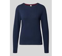 Skiny Longsleeve mit geripptem Rundhalsausschnitt in Dunkelblau, Größe 36