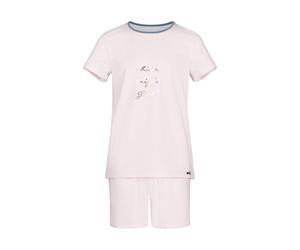 SKINY Mädchen Schlafanzug Set 2 tlg.- Every Night in Skiny, Pyjama kurz, Kinder, Streifen, 140-176 Beige 140