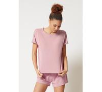 Skiny Damen Pyjamashirt Every Night In Mix & Match Kurzarm Rosa Größe 42