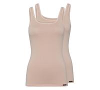 SKINY Damen Tank Top, 2er Pack - Unterhemd, ärmellos, Baumwolle Stretch, Basic Beige XL