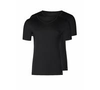 SKINY Herren T-Shirt, 2er Pack - Unterhemd, Halbarm, V-Auschnitt, Baumwolle Schwarz L