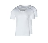 Skiny Herren V‑Shirt Kurzarm 2er-Pack Weiß 100% Baumwolle Größe L