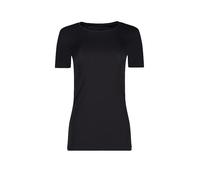 Skiny Damen Shirt - T-Shirt, Baumwolle, Rundhalsausschnitt, Kurzarm, einfarbig Schwarz 38