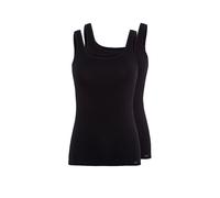 SKINY Damen Tank Top, 2er Pack - Unterhemd, ärmellos, Baumwolle Stretch, Basic Schwarz S
