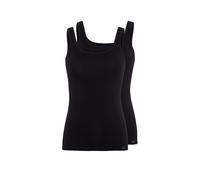 Skiny Tanktop (2er-Pack) mit kleinem Weblabel am Saum, schwarz