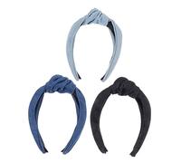 SKISUNO Jeans Haarband 3 Stück für Frauen Mädchen Breites Stirnband mit Knoten Baumwoll Stoff Alltag Party