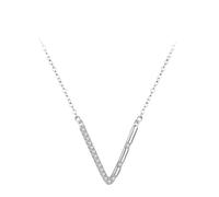 SKJUBLPG 925er Halskette, V-förmiger Buchstaben-Anhänger für Damen, schillernder und exquisiter Damenschmuck