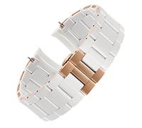SKM Wei?es, schwarzes Silikon-Gummi-Uhrenarmband aus Stahl für Armani AR5905|5906|5920|5919|5859 Damen 20 mm Herren 23 mm Handgelenkarmband (Farbe: Wei? Roségold, Gr??e: 23 mm)