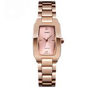 SKMEI Damenuhren für Damen, quadratisch, klein, schlank, leicht, Lederband, wasserdicht, modisch, lässig, einfach, Quarz, analog, junge Mädchen, Geschenke, Armbanduhr, L1400 Roségold, modisch