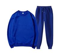 SkotO Oversized Jogginganzug Herren Baumwolle Ohne Kapuze - Trainingsanzug Große Größen Hausanzug Unifarben Freizeitanzug Langarm-Shirt & Bündchen Jogginghosen Zweiteilig Set Weich Bequem Nachtwäsche
