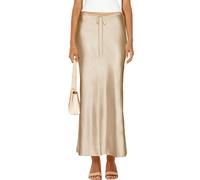 Skrtimory Damen Satin-Maxirock in Seidenoptik mit Kordelzug, ausgestellt, lässiger A-Linien-Schnitt, Leopardenmuster, langer Rock, Champagner, Mittel
