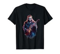 Skull Ghost Playing E-Gitarre Rock & Roll Graphic Band T-Shirt
