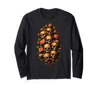 Skull Rose Bouquet Dark Gothic Vanitas Art Floral Langarmshirt
