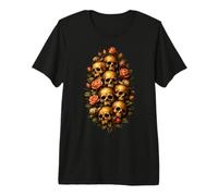 Skull Rose Bouquet Dark Gothic Vanitas Art Floral Premium T-Shirt