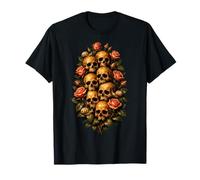 Skull Rose Bouquet Dark Gothic Vanitas Art Floral T-Shirt