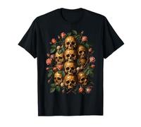 Skull Rose Bouquet Dark Gothic Vanitas Art Floral T-Shirt