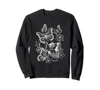 Skull with Butterflies and Wild Flowers Sweatshirt