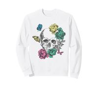 Skull with Colorful Flowers and Butterflies Sweatshirt